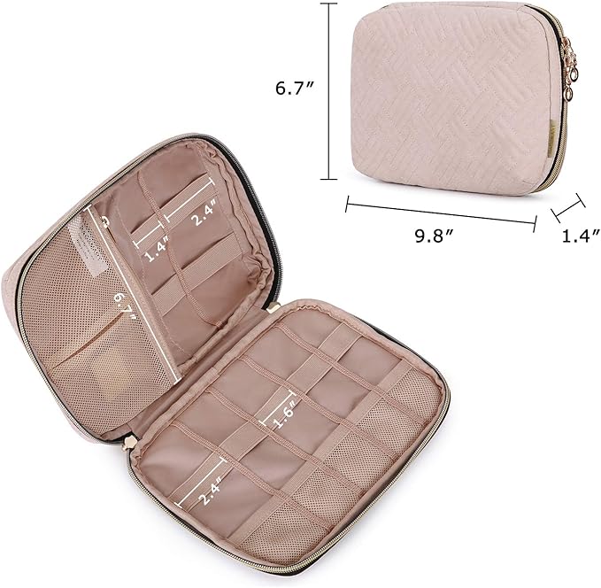 BAGSMART Large Electronics Travel Organizer Case for Women, Pink | Travel Essentials, Cord Organizer, Cable Organizer Bag, Travel Accessories for Women - Image 6