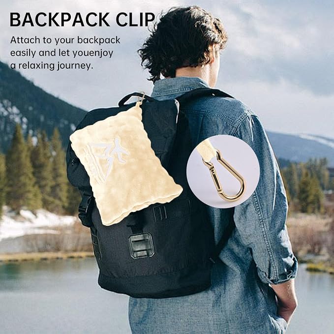 Travel Blanket and Pillow-2-in-1, Ultra-Soft&Compact, One-Piece Airplane Blanket with Hand Luggage Belt and Backpack Clip,Travelers Accessories Gifts, 61x43 Inches(White) - Image 5