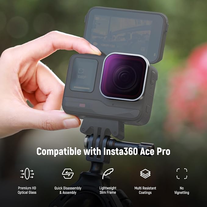 NEEWER ND/PL Filter Set Compatible with Insta360 ACE PRO, 4 Pack ND8/PL ND16/PL ND32/PL ND64/PL Action Camera Accessories CPL Polarizing and ND Filter 2 in 1, Neutral Density and Polarizer Filter Kit - Image 2