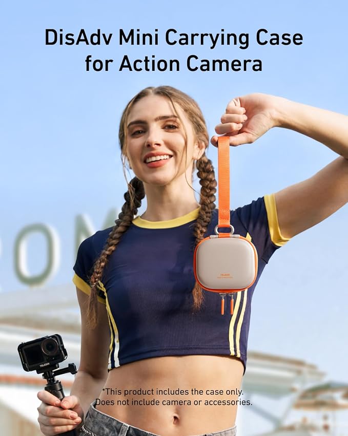 TELESIN DisAdv Portable Mini Carrying Case for HERO/Ace Pro/OSMO/360 Camera | Xtra Edge Pro Action Camera Bag, Waterproof Hard Shell Travel Storage Case for Action Cameras and Accessories, Grey - Image 2