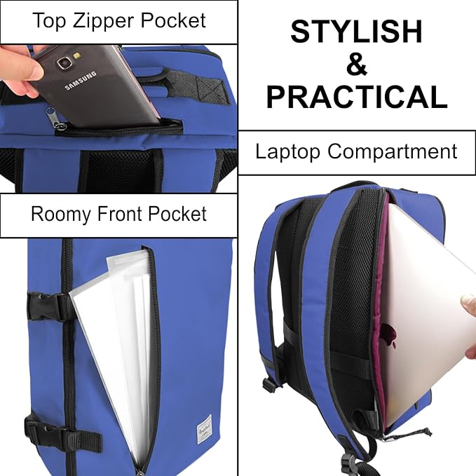 Lightweight Travel Backpack Personal Item Size for Men Women Carry-On Daypack 15.6-inch Laptop, Commute Gym Sport, Blueberry - Image 5