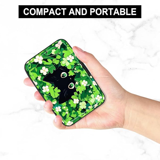 Card Holder Credit Cards Holder for Women RFID wallet women Business Card Holder Wallet Mini Aluminum Card Wallet RFID Blocking Slim Metal Hard Card for Women, Flower Cat - Image 5