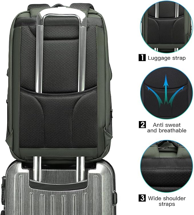BANGE Anti-Theft Backpack with USB Charging Port 17.3 Inch Business Laptop Backpack - Image 7