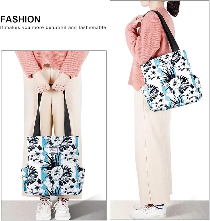 KAMO Floral Tote Bag - Waterproof Lightweight Handbags Travel Shoulder Bag for Hiking Yoga Gym Swimming Travel Beach - Image 7