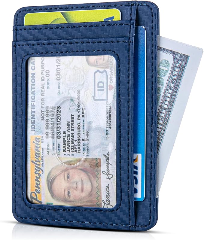 GH GOLD HORSE Slim RFID Blocking Card Holder Minimalist Leather Front Pocket Wallet for Women | Slim - Image 2