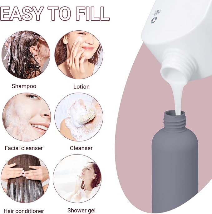 Travel Shampoo Bottle, Empty Plastic Squeeze Bottles 8.8oz with Flip Cap, Lotion Container for Toiletries Travel Size Shampoo and Conditioner - Image 4