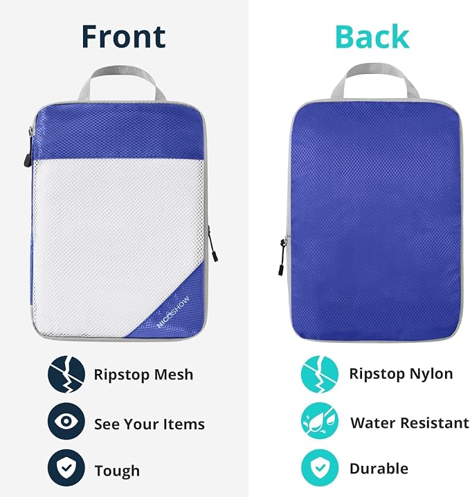 9 Set Compression Packing Cubes for Travel - Compressible, Lightweight, and Space-Saving Packing Cubes, Travel Essentials for Women, Royal Blue - Image 5