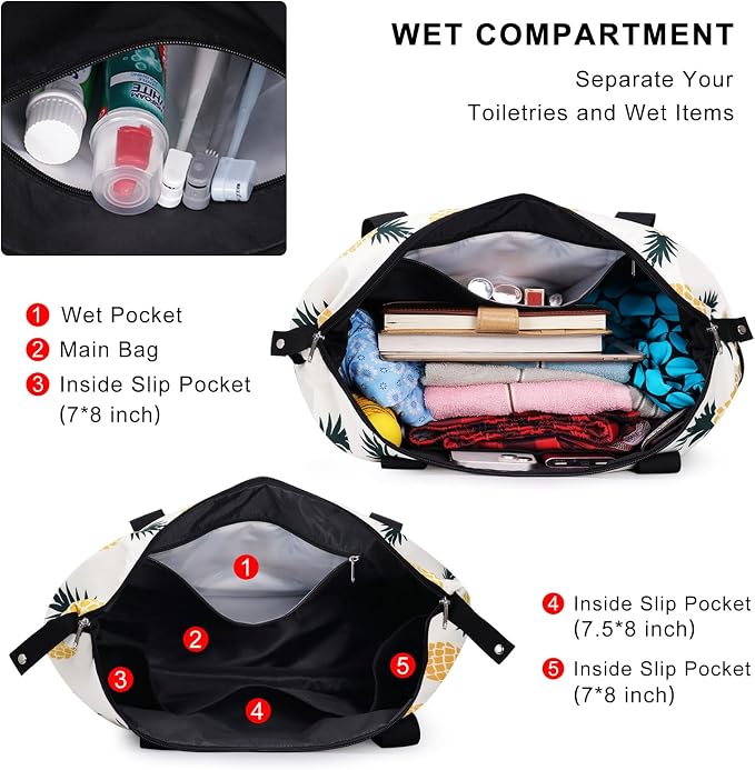 Expandable Duffel Bag for Women with Trolley Sleeve/Wet Pocket Weekender Travel Tote Large Carry On Overnight Luggage - Image 4