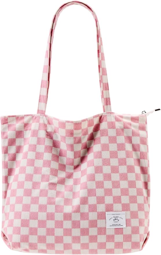 KALIDI Women Corduroy Tote Bag Zipper Casual Tote's Handbag Big Capacity Shoulder Bag with Pockets by KALIDIFANCYFOREST