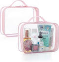 BAGSMART Clear Toiletry Bag with Handle 2-Pack TSA Approved, Pink | Water-resistant Travel Toiletry Bag, Carry On Travel Accessories Bag, Airport Airline Quart Size Bags Women Men, Makeup Bag by BAGSMART