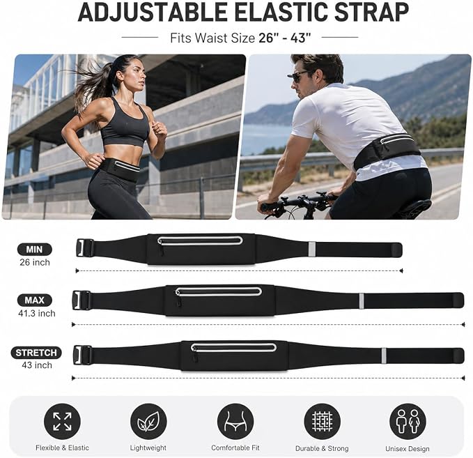Slim No-Bounce Running Belt - Waterproof Exercise Waist Pack for Marathons, Hiking & Dog Walking - Hidden Travel Money Belt for Phones - Image 3