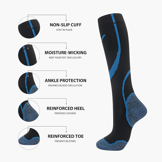 hello momoya Compression Socks for Women Men Circulation Knee High 8 Pairs for Nurses, Running, Travel, Athletic - Image 3