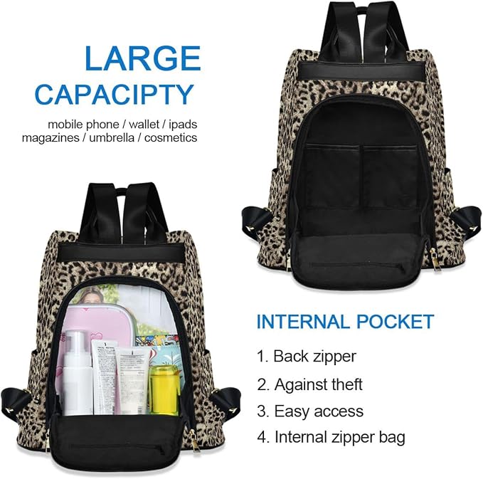 ALAZA Leopard Print Cheetah Animal Backpack Purse for Women Anti Theft Fashion Back Pack Shoulder Bag - Image 5