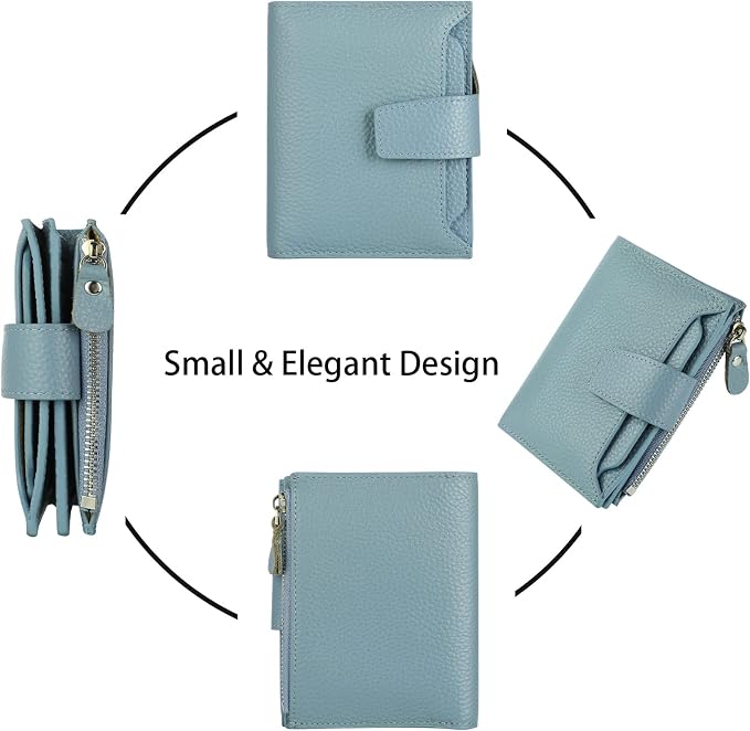 Small Compact Women Wallet RFID Blocking Genuine Leather Bifold Purse with ID Windows - Image 3