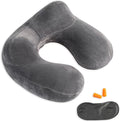 Inflatable Travel Pillow, Neck Pillow Support for Traveling, Airplanes, Cars, and Offices with Compact Carrying Bag, Soft Velvet Washable Cover, Ideal for Adult Sleepers (Grey) by Makimoo