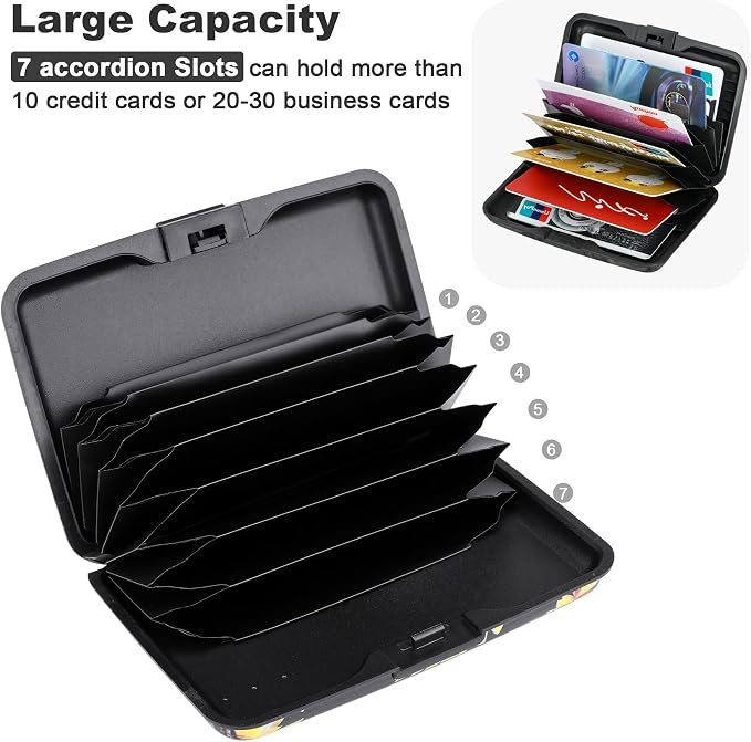 Mini RFID Aluminum Wallet Credit Cards Holder Business Card Case Metal ID Case for Men Women (Yellow sunflower) - Image 5