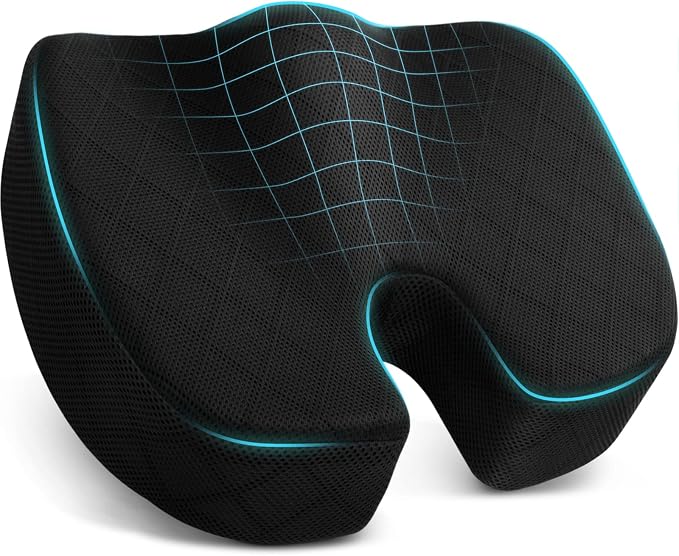 Seat Cushion - Cushion for Office Chair, Car Seat, Airplane, Bleacher - Sciatica & Coccyx Pain Relief Desk Chair Cushion for Long Sitting Office Workers, Car Drivers(Black, XX-Large) | for Car Seat, Airplane, Desk Chair - Sciatica & Hip & Coccyx Pain R... by TushGuardSeatCushonsPillows