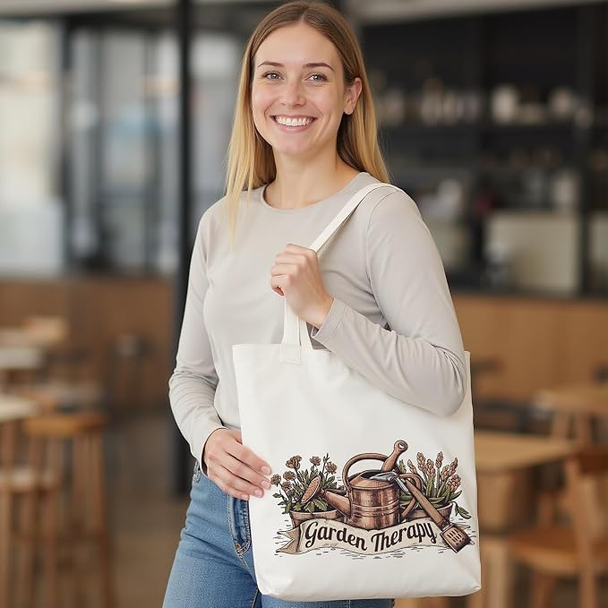 itgowisa Canvas Tote Bag for Women, Tote Bag with Zipper Inner Pocket, Zippered Canvas Bag for Shopping Work Grocery Everyday - Image 2