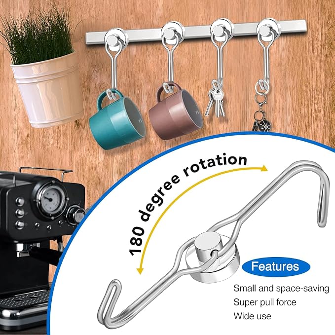 LOVIMAG Swivel Magnetic Hooks, 30LBS, Pack of 6 | Cruise Cabin Ship Essentials 2026, Heavy Duty Magnets for Refrigerator, Classroom, Kitchen, Hanging Mug - Image 5