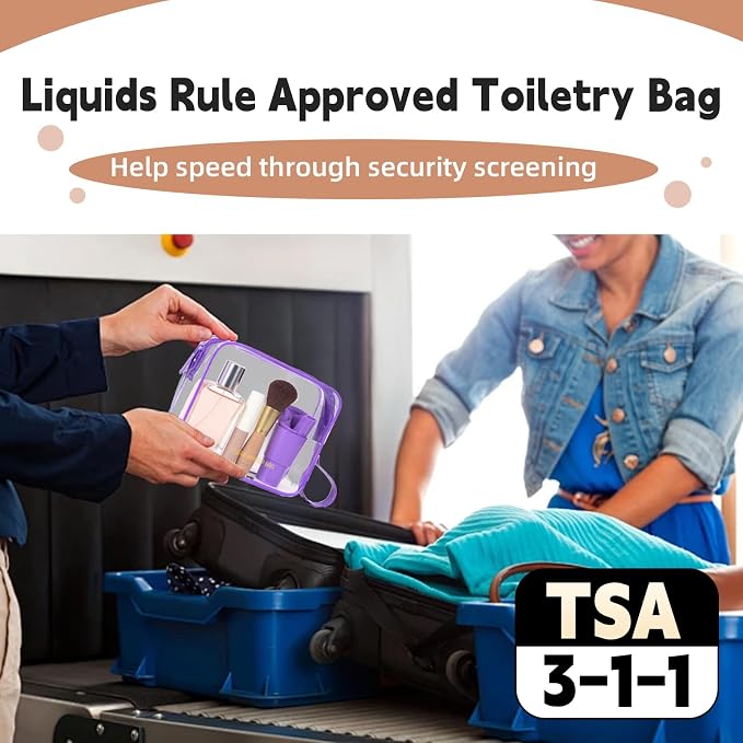 Icramsy Clear Makeup Bag,2 Pack TSA Approved Toiletry Bag for Women & Men | Portable Handheld Design, Waterproof, Airport Airline Compliant, Clear Toiletry Cosmetic Bag - Image 5