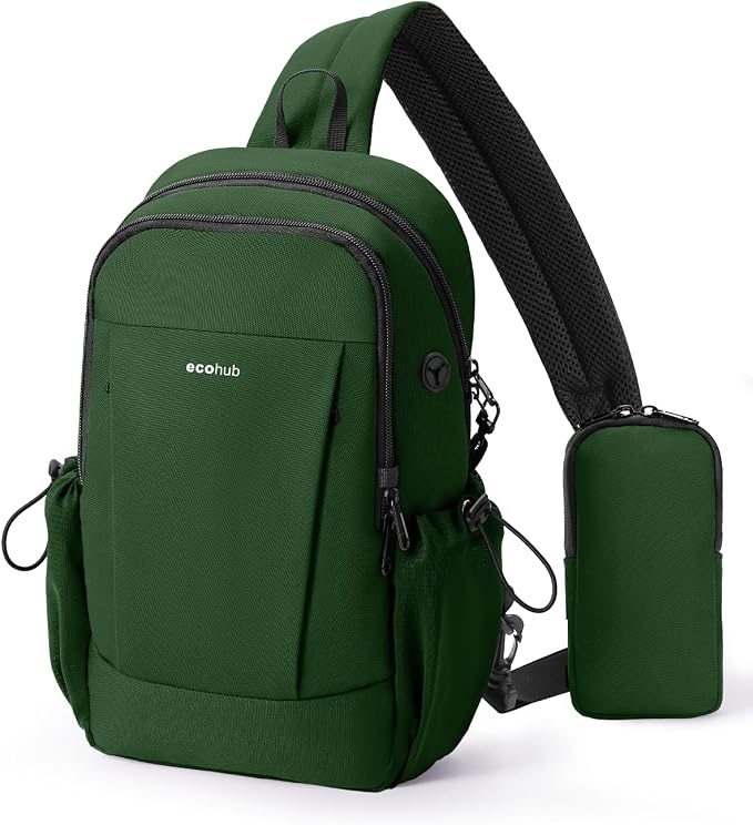 ECOHUB Anti-Theft Crossbody Bag Men Women RFID Blocking Lightweight Sling Backpack Water Resistant for Travel Hiking Outdoor by ECOHUB