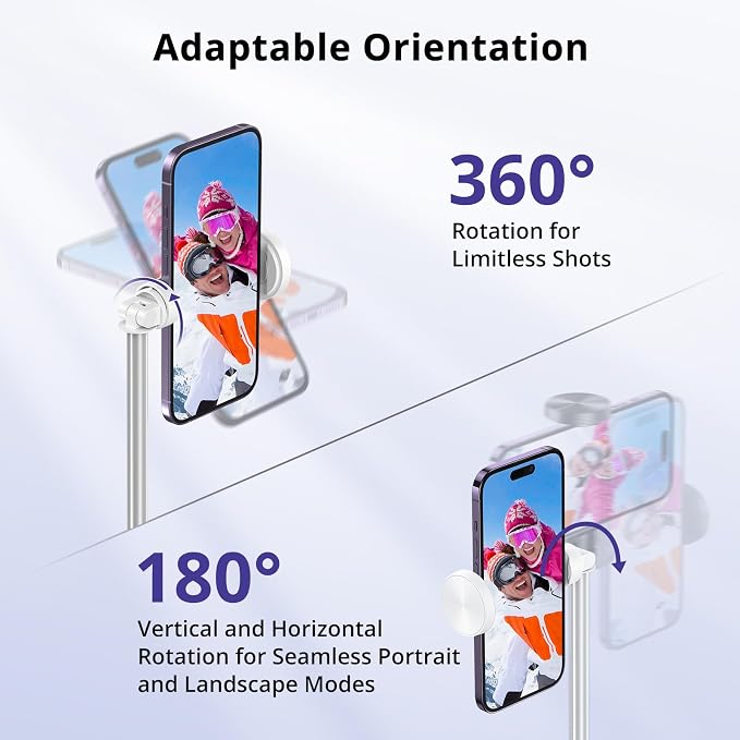 ATUMTEK 68.5" Selfie Stick Tripod, Extendable Aluminum Tripod with Rechargeable Bluetooth Remote, Compatible with iPhone and Android Smartphones, Perfect for Travel, Vlog, Video and Photo, White - Image 3