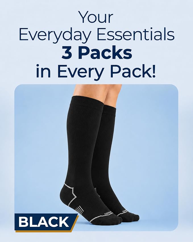 Pembrook Plus Size Compression Socks for Women Wide Calf - 3 Pairs, 20-30mmHg Extra Wide Calf Compression Socks, Up to 4XL - Image 3