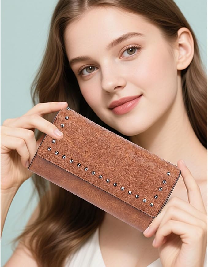 Wallets for Women Trifold Wristlet Wallets Large Capacity RFID Blocking Ladies Purse Credit Card Holder - Image 6