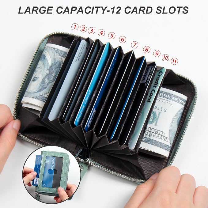 Credit Card Wallet, RFID Card Case Wallet, Zipper Card Cases Holder for Men Women, RFID Blocking, KeyChain Wallet, Compact Size Card Organizer Case for Women - Image 4