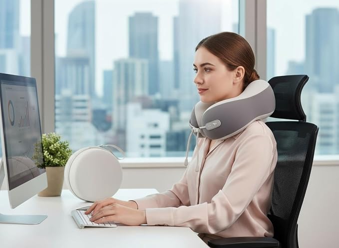 Travel Pillow with Cool Material,Neck Pillow for Traveling 100% Pure Memory Foam,Travel Neck Pillow with Hard Case, Airplane Pillow for Traveling,Travel Essentials (Grey) - Image 3