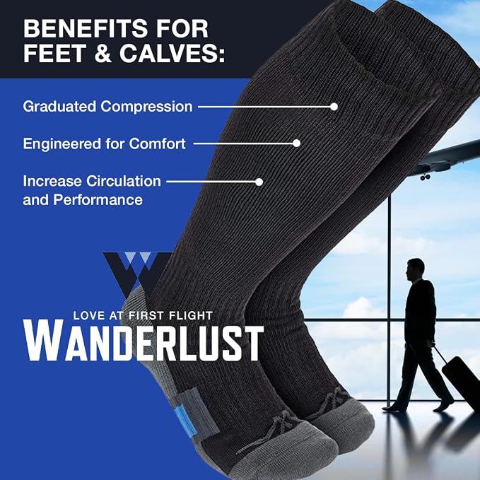 Wanderlust Travel Compression Socks - Support Stockings - Image 2