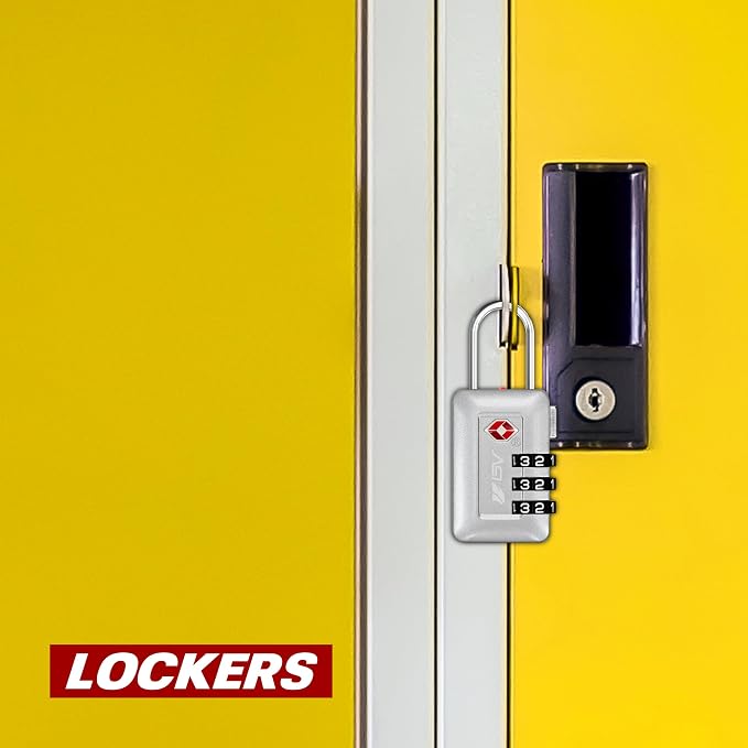 BV TSA Accepted Luggage Travel Lock, Set-Your-Own Combination Lock for School Gym Locker, Luggage Suitcase Baggage Locks, Filing Cabinets, Toolbox, Case (Silver, 2 Pack) - Image 8