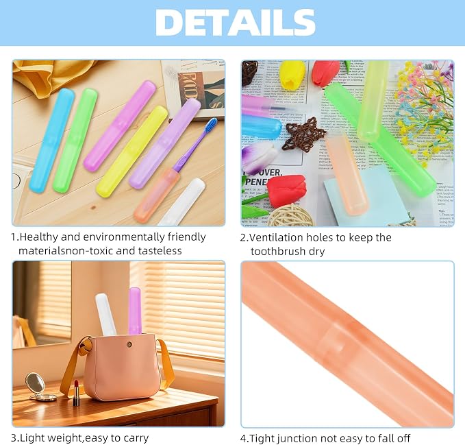21 Pcs Travel Toothbrush Holders,Plastic Toothbrush Case,7 Colors | Breathable Portable Toothbrush Container Storage Dust-Proof Toothbrush Holders for Travel Home Camping School Business - Image 4