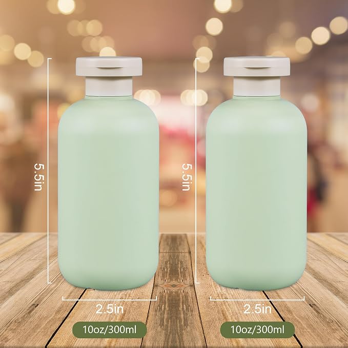 10oz Squeeze Bottles with Flip Cap, Refillable Plastic Travel Bottles for Creams, Lotion, Shampoo, Conditioner (2 Pcs) - Image 2