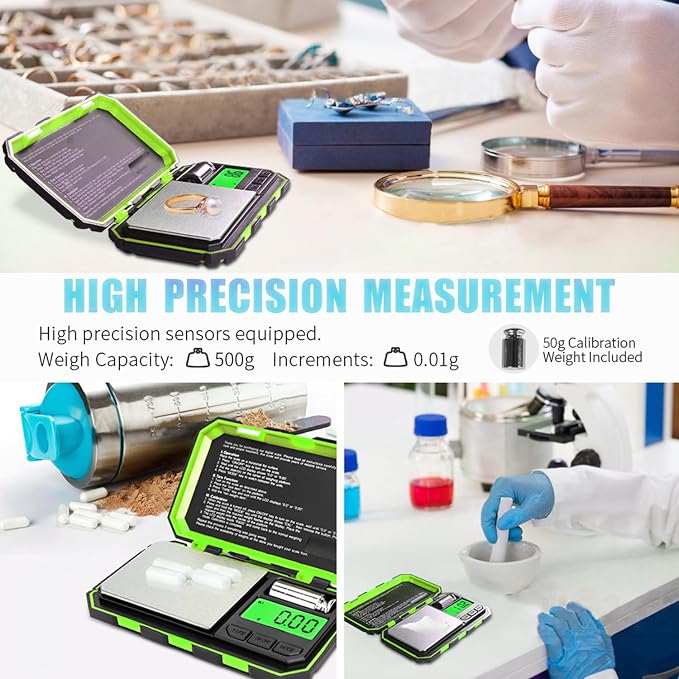 Fuzion Pocket Gram Scale, 500g x 0.01g Digital Jewelry Scale High Precision | Mini Scale with 50g Calibration Weight, 6 Units Ounces Grains, Tare Function for Jewelry, Coin, Powder, Food - Image 2