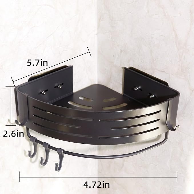 2-PackCorner Shower Caddy,Adhesive Grey Caddy,No Drilling Bathroom Storage | Bathroom Organizer And Storage,No-drill adhesive corner caddy, Estantes Para Baño,shower caddy for kitchen or study - Image 5