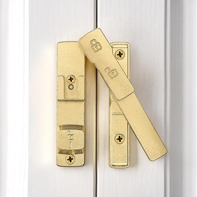 2 Packs Gold 180 Degree Barn Door Lock,Flip Gate Latches Hardware | Zinc Alloy Door Lock,Sliding Door Latches,for bedroom,drawer,pet enclosures,cabinet,garage,window - Image 4