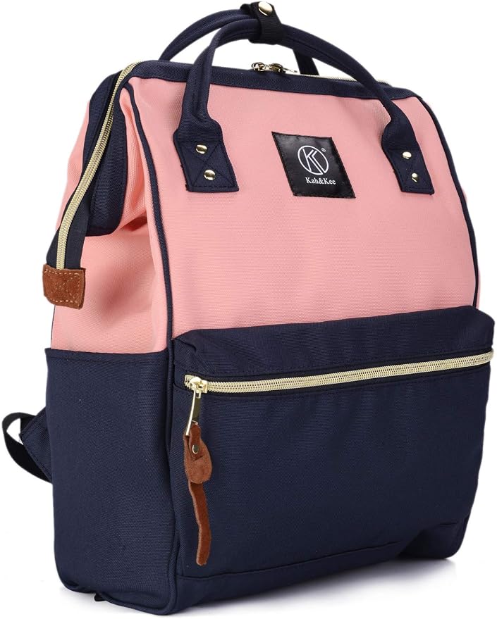 Kah&Kee Polyester Travel Backpack Functional Anti-theft School Laptop for Women Men (Pink* Navy, Medium) - Image 3
