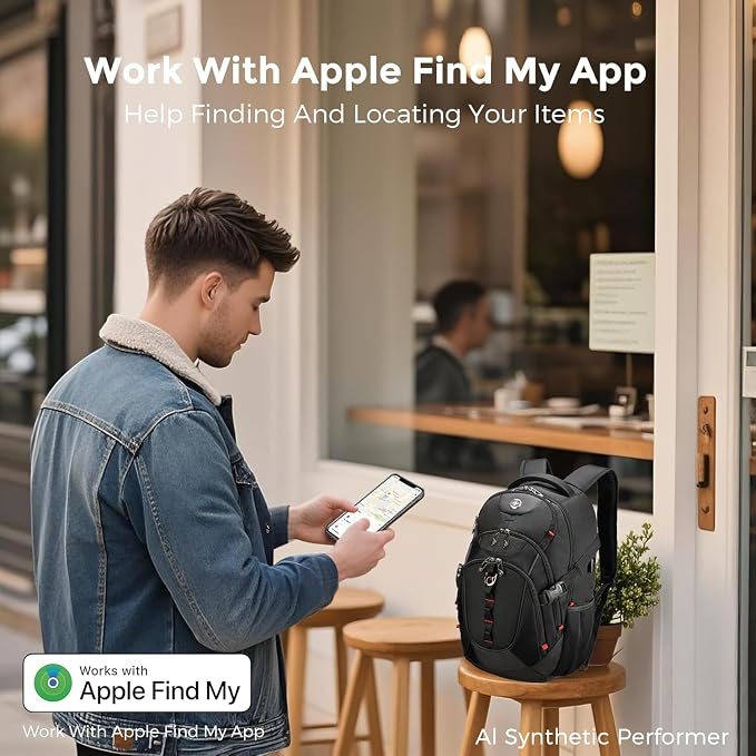 Swissdigital Design Travel Backpack for Men with Apple Find My, Laptop Backpack with USB Charging Port, RFID Protection, Add-A-Bag System - Travel Backpack for Men-Finder Color Random | SD803BT013-01 - Image 3