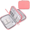 FYY Electronic Organizer, Travel Tech Pouch Bag, Extra Large, Pink | Wrist Strap, Waterproof, Double Layers Electronics Travel Case for iPad, Cord, Laptop Charger, Daily and Business Trips Use by FYY