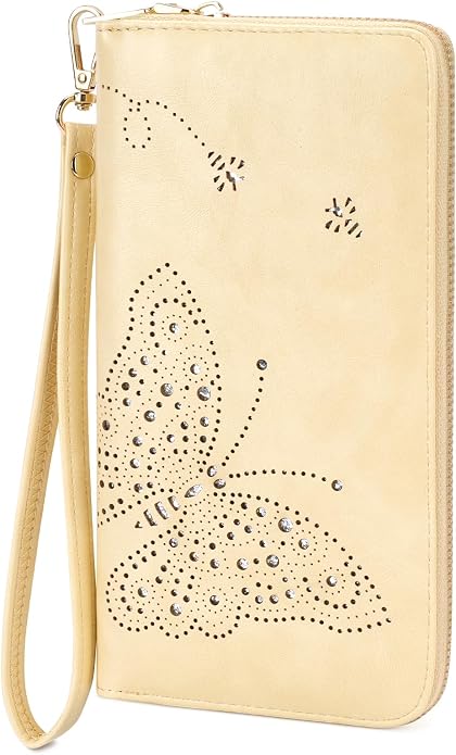 KITEVIUN RFID Wallet Women, Large Capacity Butterfly Cell Phone Clutch Purses Ladies Wristlet Wallets for Women by KITEVIUN
