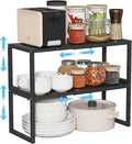 2 Pack Expandable Kitchen Cabinet Shelves Organizer,Heavy Duty Metal Shelving Units and Storage,Stackable Adjustable Kitchen Storage Organization Shelves Rack for Counter Cupboard Pantry,Length:20.5" by Cidaziya