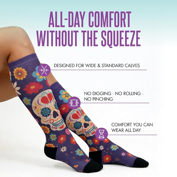 Crazy Compression Socks, Comfortable Support Socks for Recovery, Travel, Hiking, and Long-Hour Comfort w/Fun Designs - Image 2