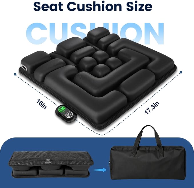 Inflatable Airplane Seat Cushion for Long Flights with Dual Airflow Fans | Portable Travel Cushion Airplane Seat for Air Travel, Office, Car and Wheelchair Rechargeable with Ergonomic Support - Image 5