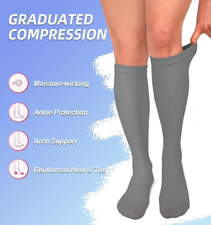 Compression Socks for Women & Men Circulation (4 Pairs) 15-20 mmHg is Best Support for Nurses Running Hiking Travel - Image 5