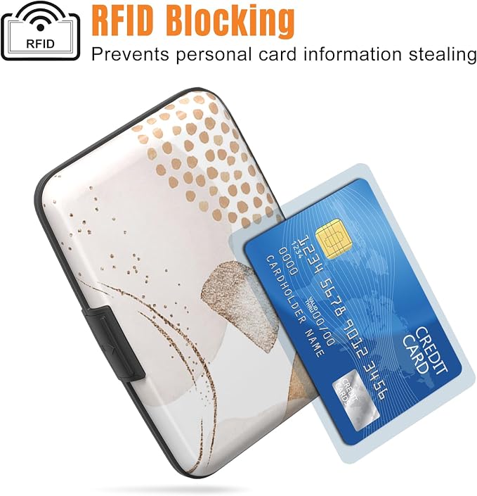 Rimilak Aluminuml Credit Card Holder,Modern Art | Mini Credit Card Wallet RFID Blocking Slim Metal Hard Case for Women Men - Image 2