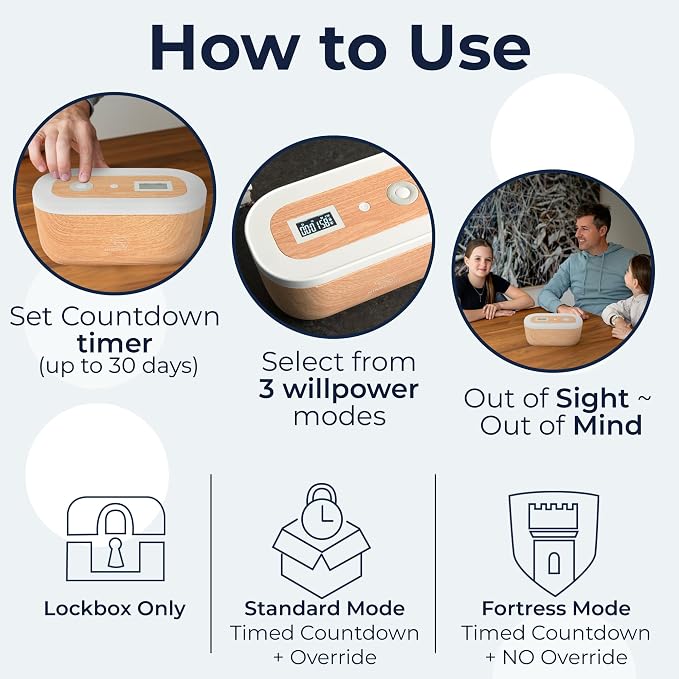 Mindsight Timed Lock Box | Unplug from Phones, Video Games, Social Media, Snacks & Cravings | 3 Modes based on Willpower | Easy to Use | Out of Sight ~ Out of Mind | Boost Your Mental Wellness - Image 5