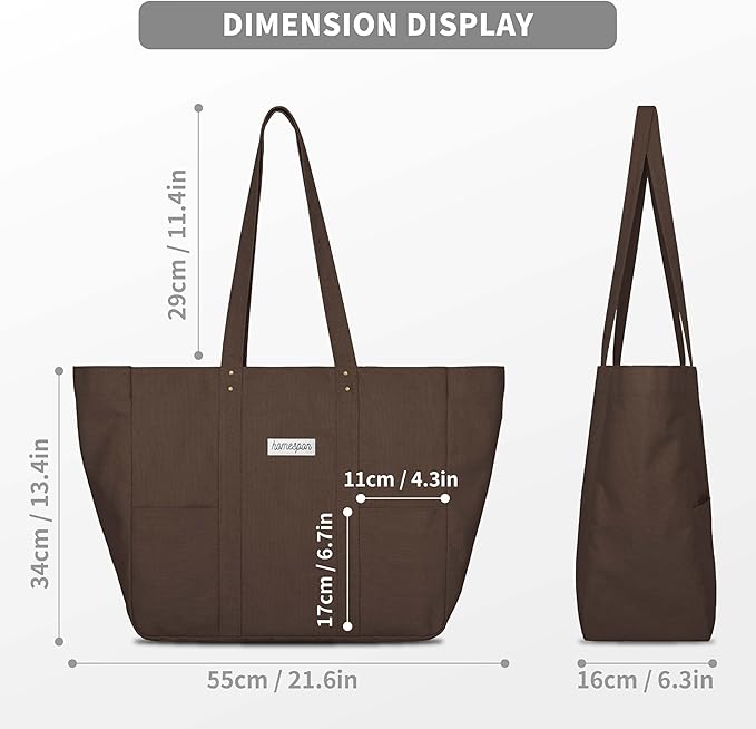 HOMESPON Large Canvas Tote Bag, Magnetic Work Laptop Pack for Women | Everything Bag, Multi Pockets, Internal Laptop Sleeve - Image 3