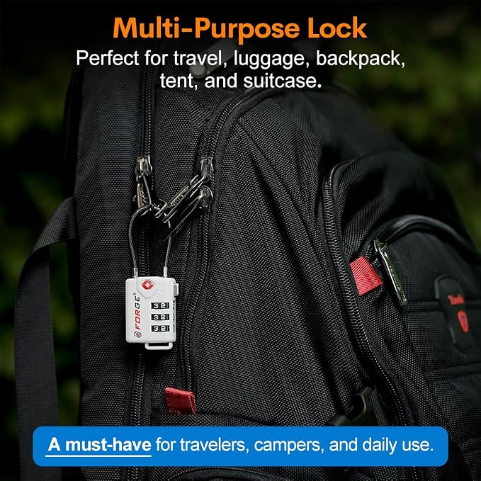 TSA Approved Cable Luggage Locks, Re-settable Combination with Alloy Body (White 4 Locks) - Image 7