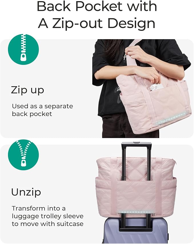 BAGSMART Crush Tote Bag for Women, 20L Puffer Work Tote with Zipper | Quilted Nurse Hospital Bag For Travel College Gym - Image 4